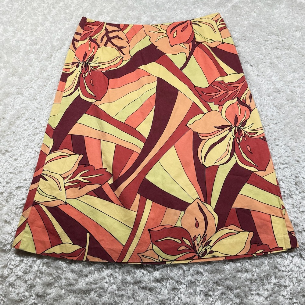 Talbots Skirt 8 Floral Print A-Line Skirt Retro Mod Style Cotton Retro Hippie